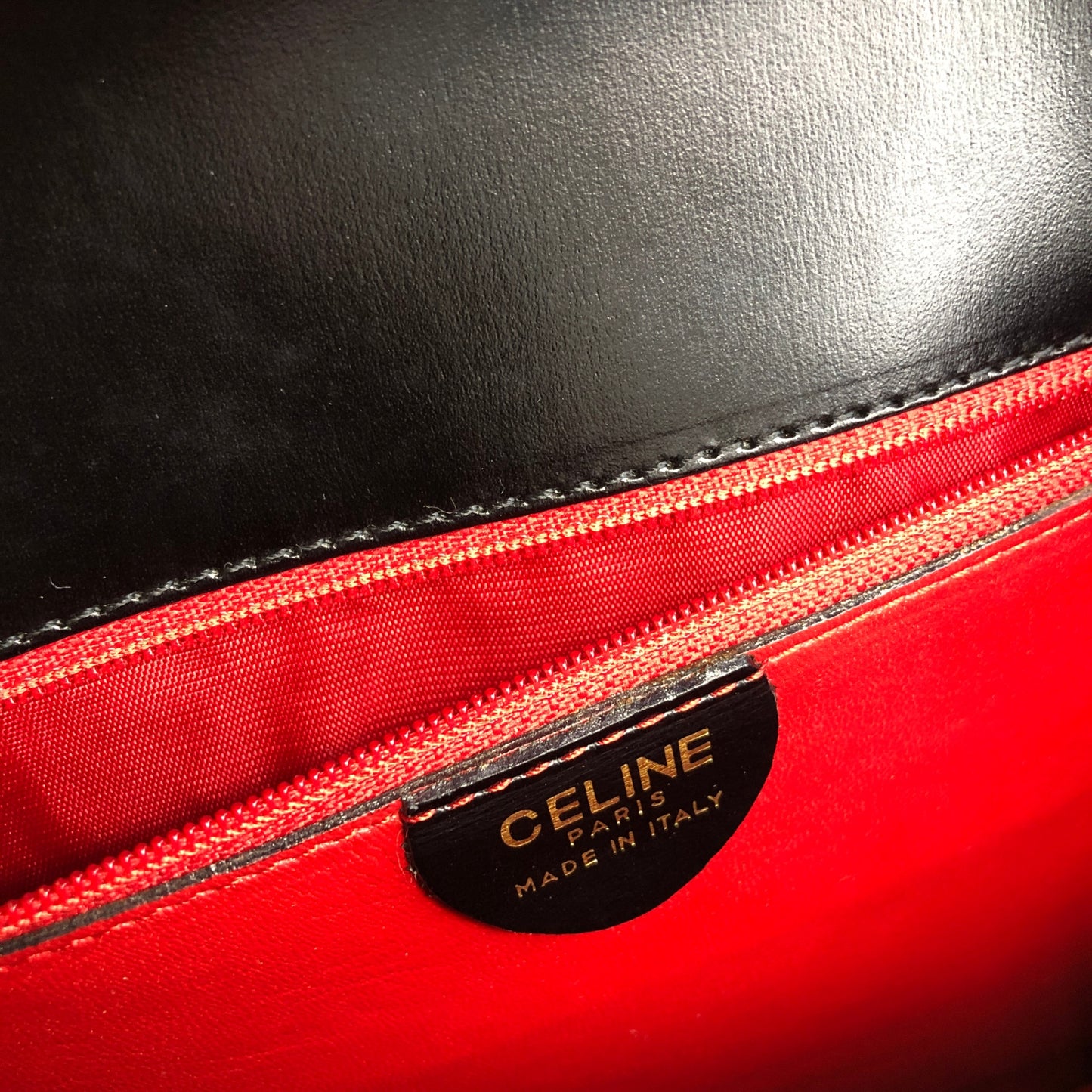 CELINE Horse Bit Double Flap Handbag Black Vintage eysscs