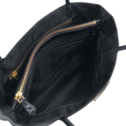 PRADA Tessuto Logo Handbag Black Vintage cmchvi