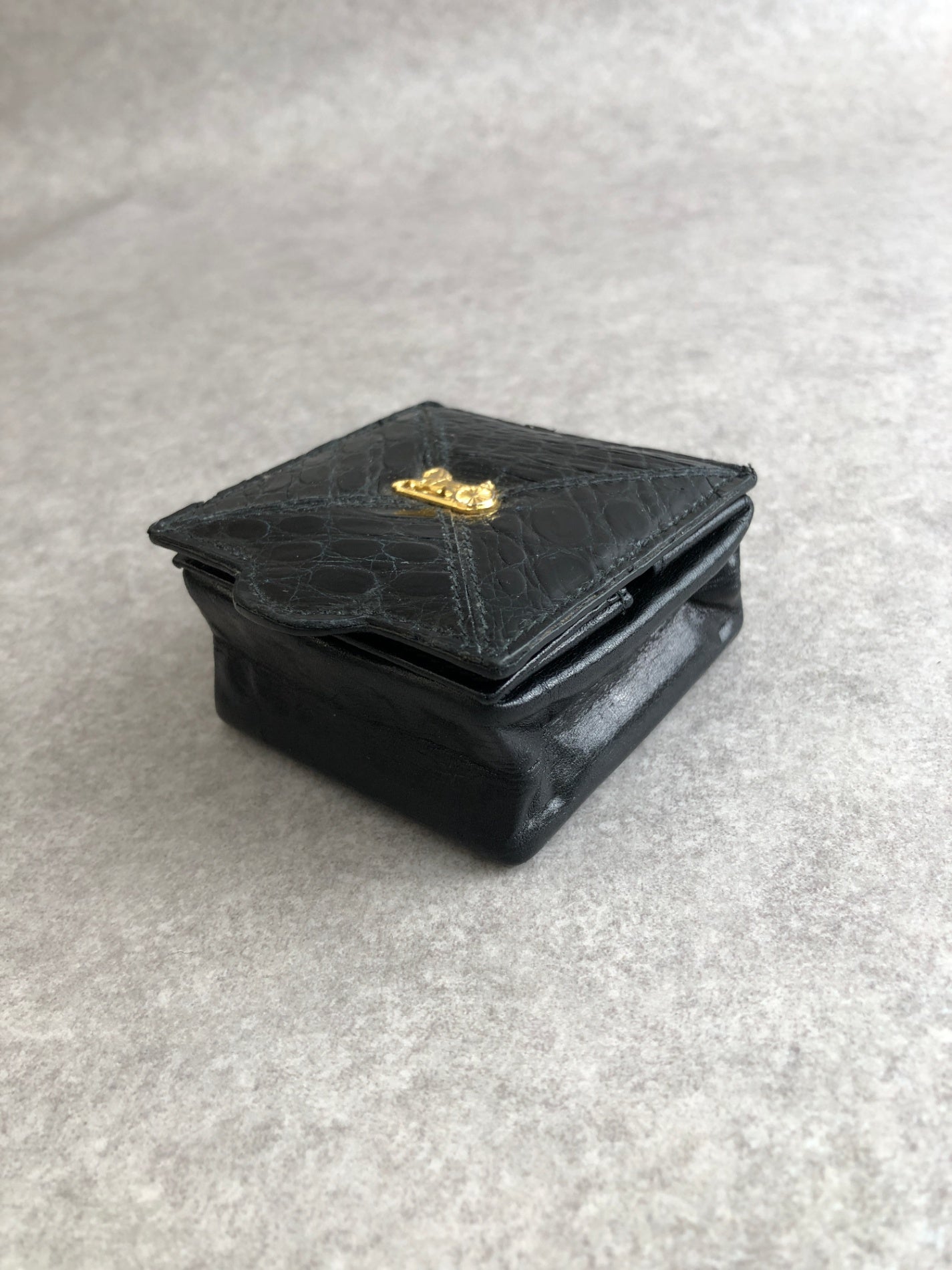 CELINE Horse Carriage Coin Purse Black Vintage xtzphh