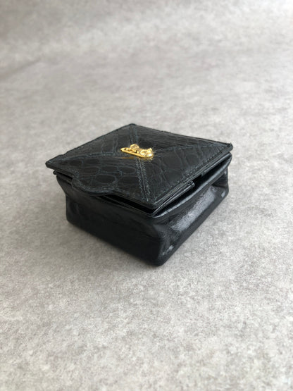 CELINE Horse Carriage Coin Purse Black Vintage xtzphh
