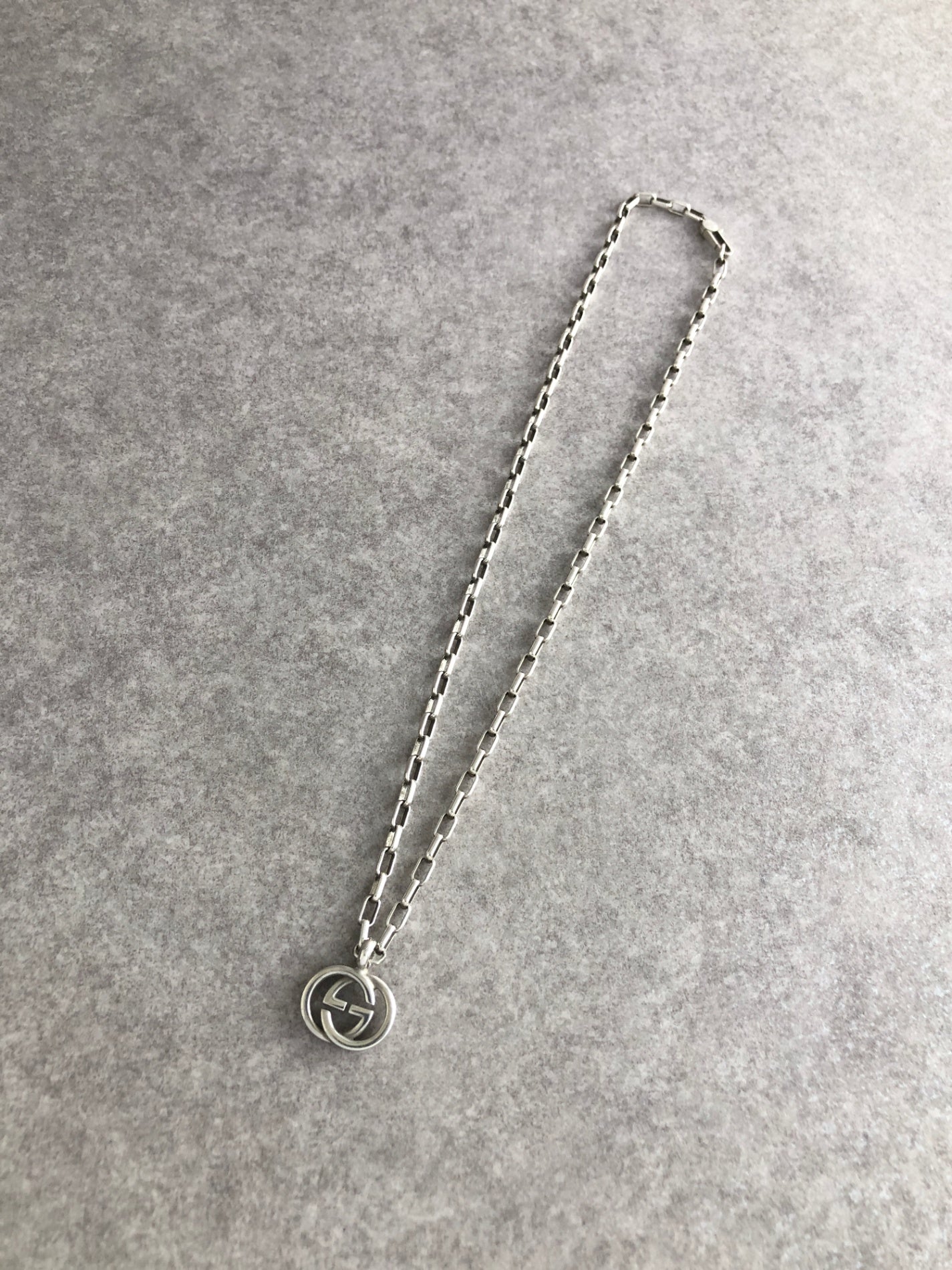 GUCCI Interlocking SILVER925 Necklace Silver Vintage twg3nj