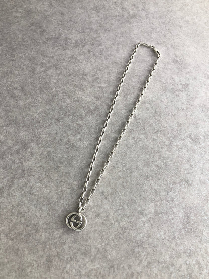 GUCCI Interlocking SILVER925 Necklace Silver Vintage twg3nj