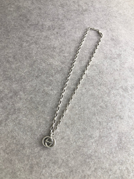 GUCCI Interlocking SILVER925 Necklace Silver Vintage twg3nj