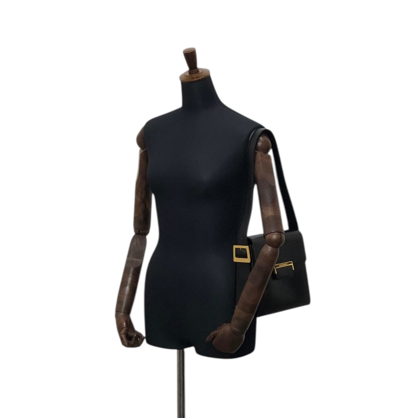 Yves Saint Laurent Logo Shoulder bag Black Vintage avbr5u