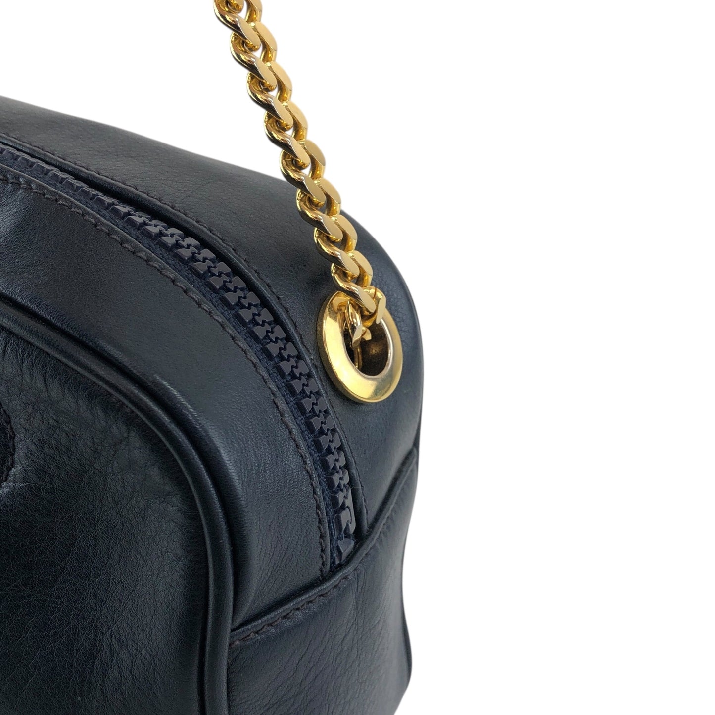 CELINE Triomphe Chain Shoulder bag Navy Vintage h4r6w8