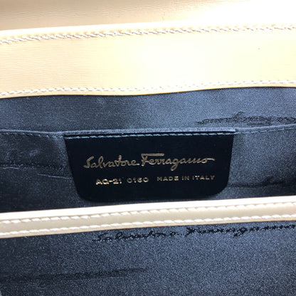 Salvatore Ferragamo Gancini Two-way Handbag Shoulder bag Beige Vintage einekb