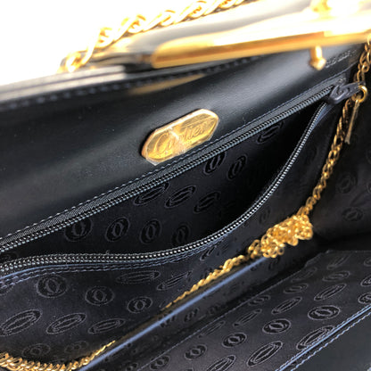 Cartier Leather Chain Shoulder bag Navy Vintage p4nrjw