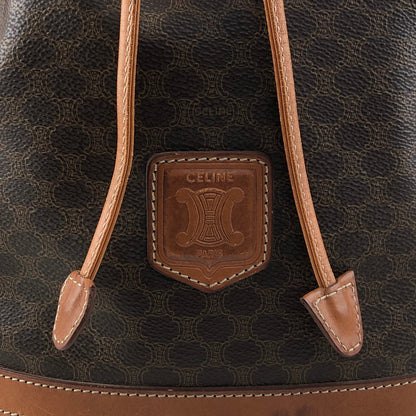 CELINE Macadam Blason Drawstring Shoulder bag Brown Vintage 2wtdcs