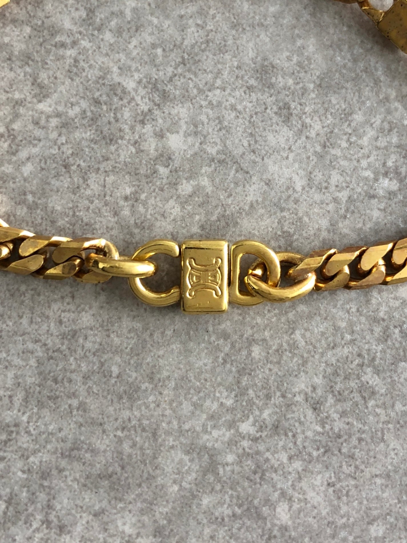 CELINE Stone Bracelet Gold Vintage uwc5j4