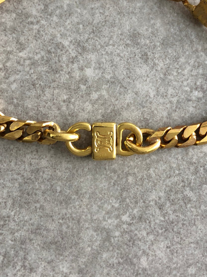 CELINE Stone Bracelet Gold Vintage uwc5j4