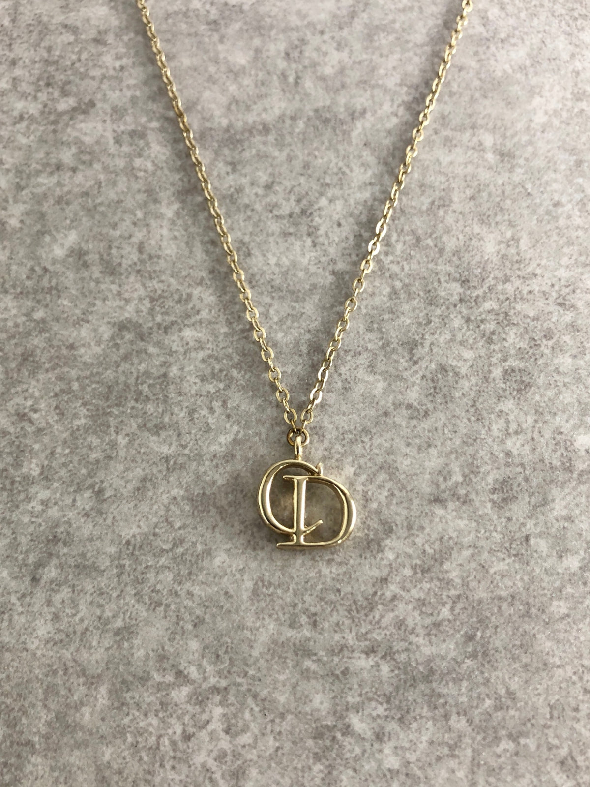 Christian Dior CD Logo Necklace Gold Vintage cdhu6c