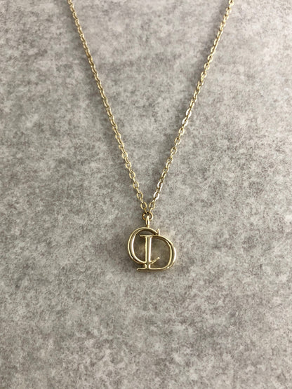 Christian Dior CD Logo Necklace Gold Vintage cdhu6c