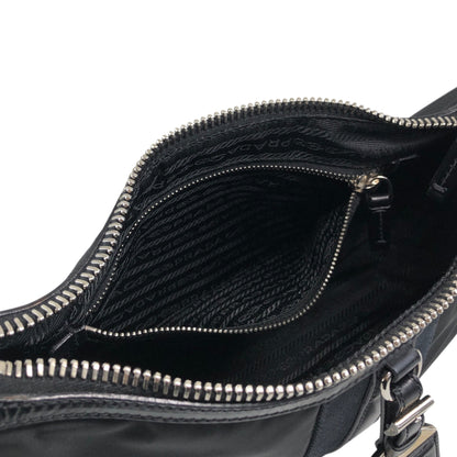 PRADA Triangle Logo   Shoulder bag Hobobag Black Vintage 4nfw5t