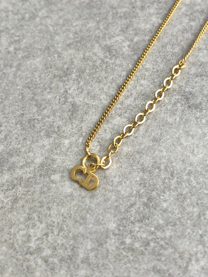 Christian Dior CD Logo Necklace Gold Vintage m7fwud