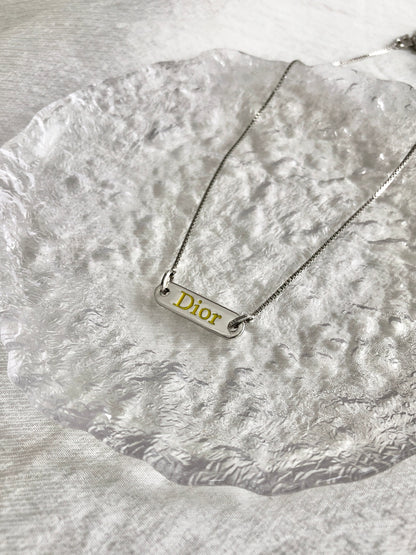 Christian Dior Logo Motif Necklace Silver Vintage x5zjcp