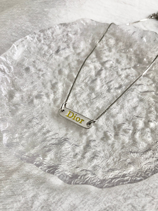 Christian Dior Logo Motif Necklace Silver Vintage x5zjcp