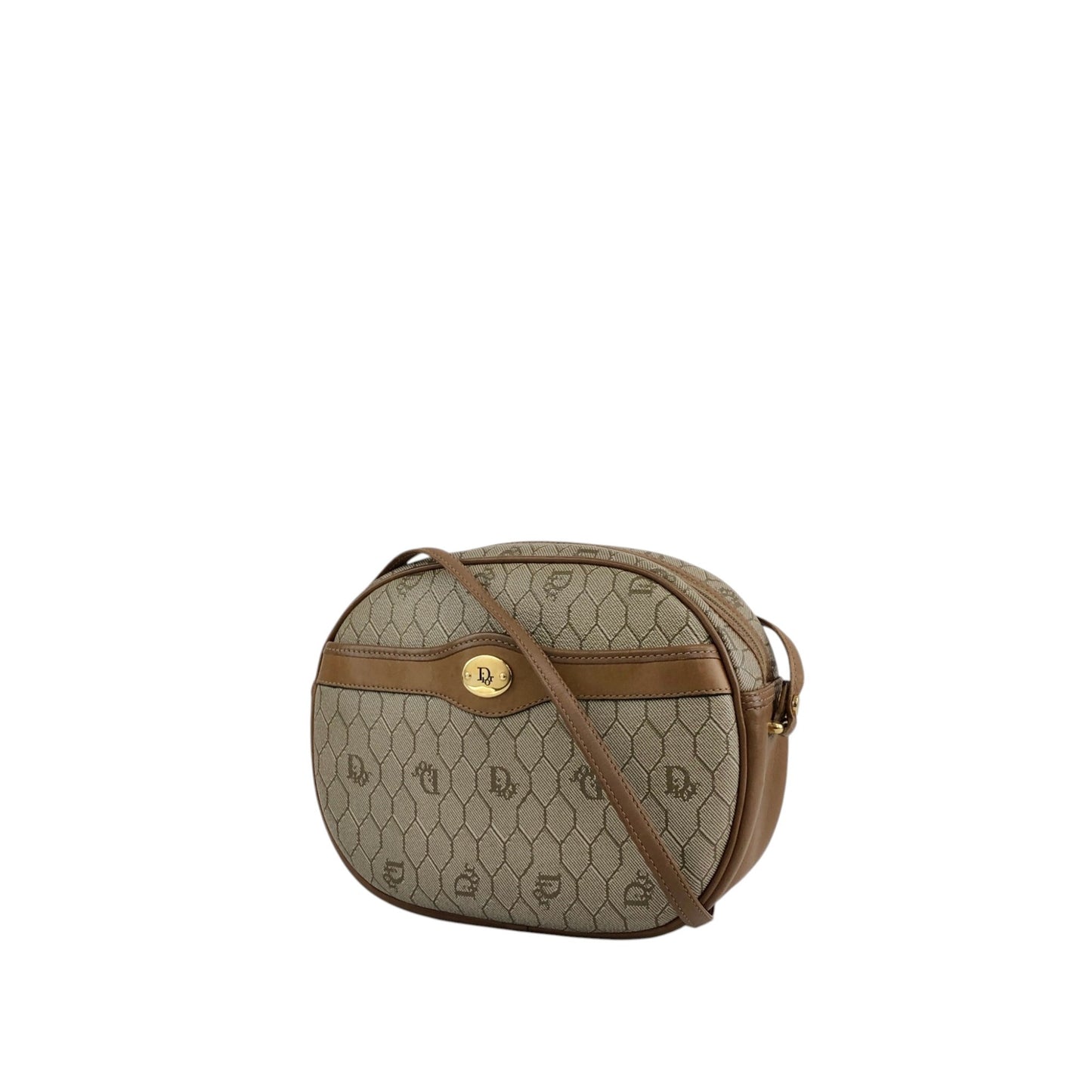 Christian Dior Honeycomb Pattern Logo Shoulder bag Beige Vintage a6fh6v