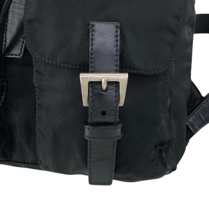 PRADA Tessuto Triangle Logo Double Pocket Backpack Black Vintage rikdef