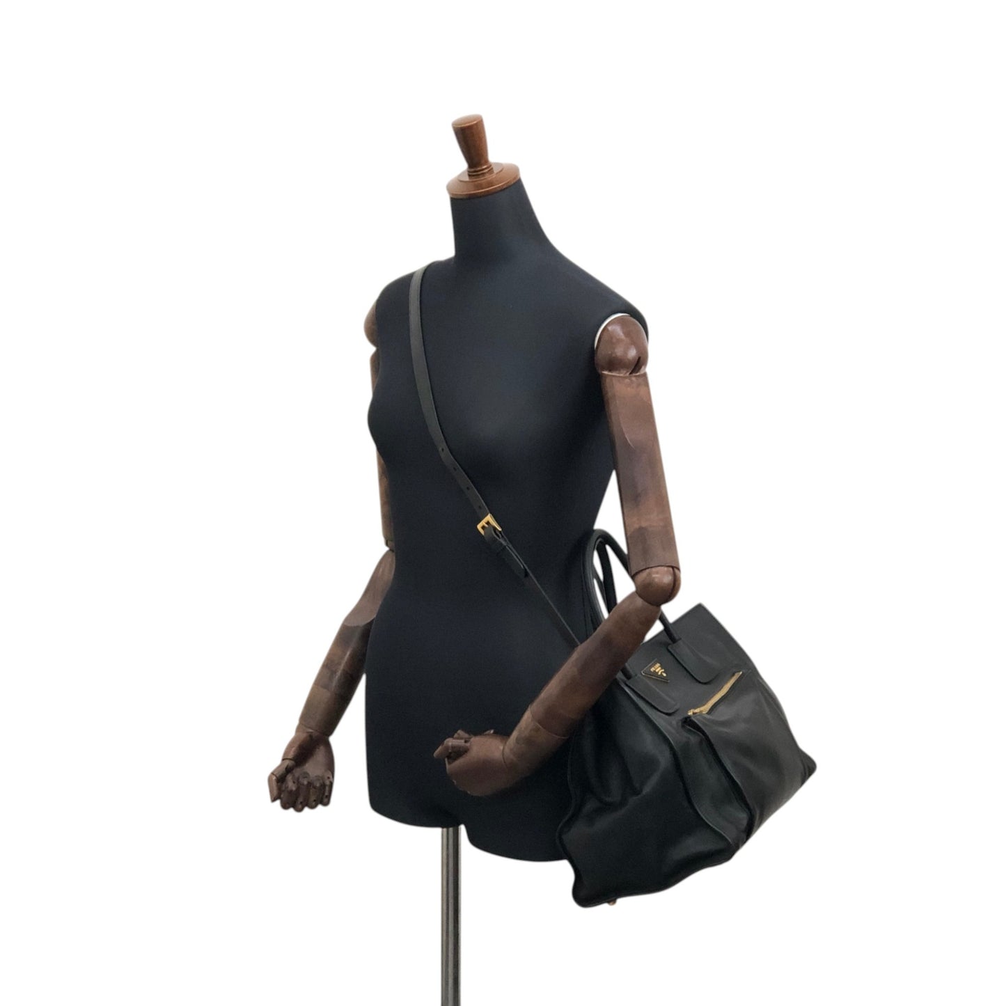 PRADA Triangle Logo Two-way Handbag Shoulder bag Black Vintage d2mxxu