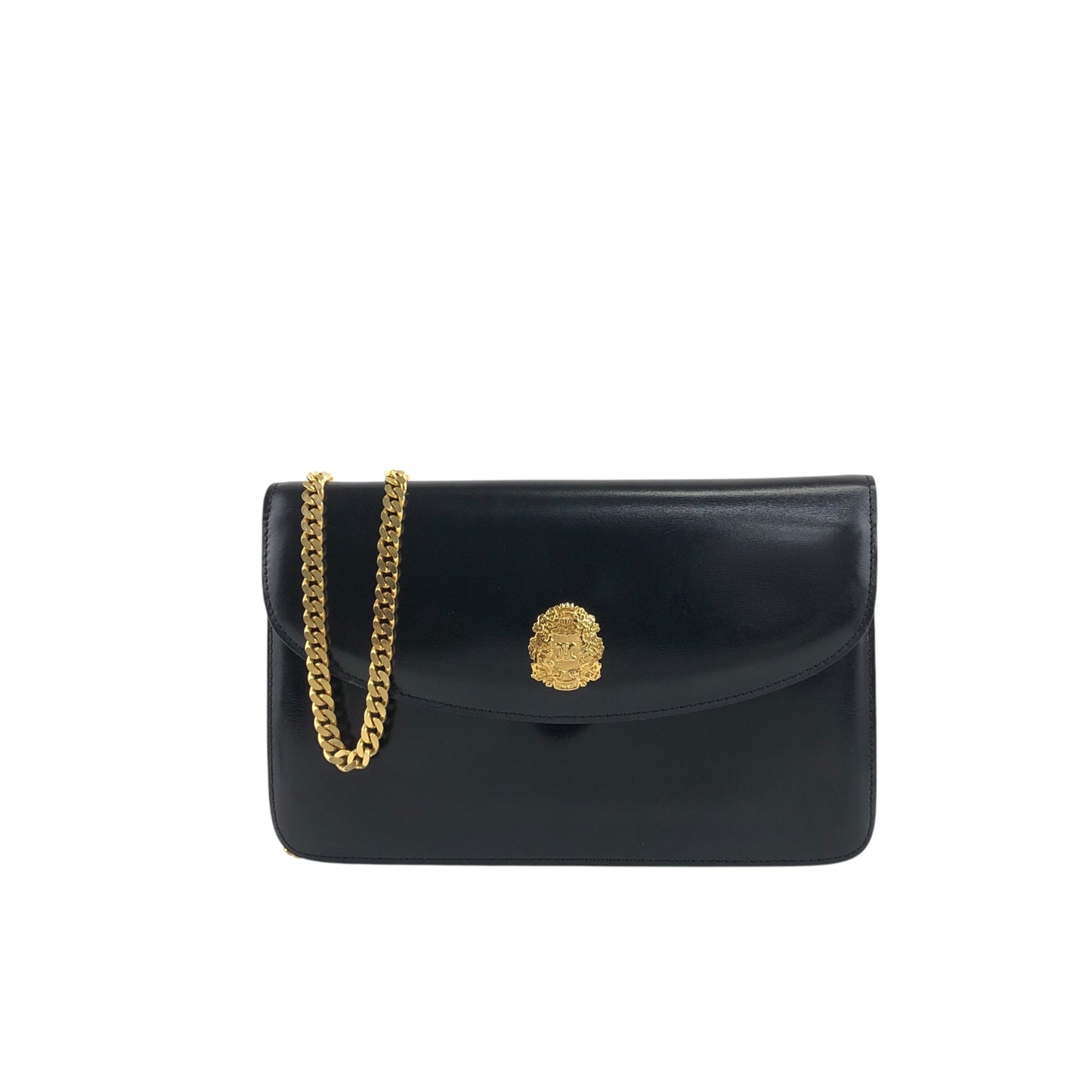 CELINE Blason Emblem Motif Chain Shoulder bag Black Vintage 2bfdfw