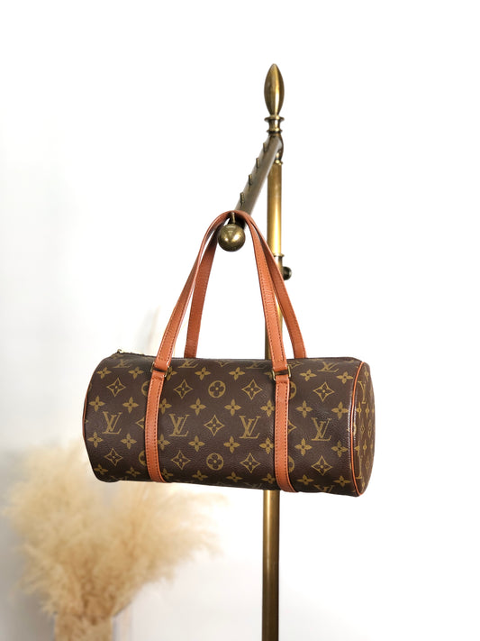 LOUIS VUITTON Monogram Handbag Brown Vintage suazrs