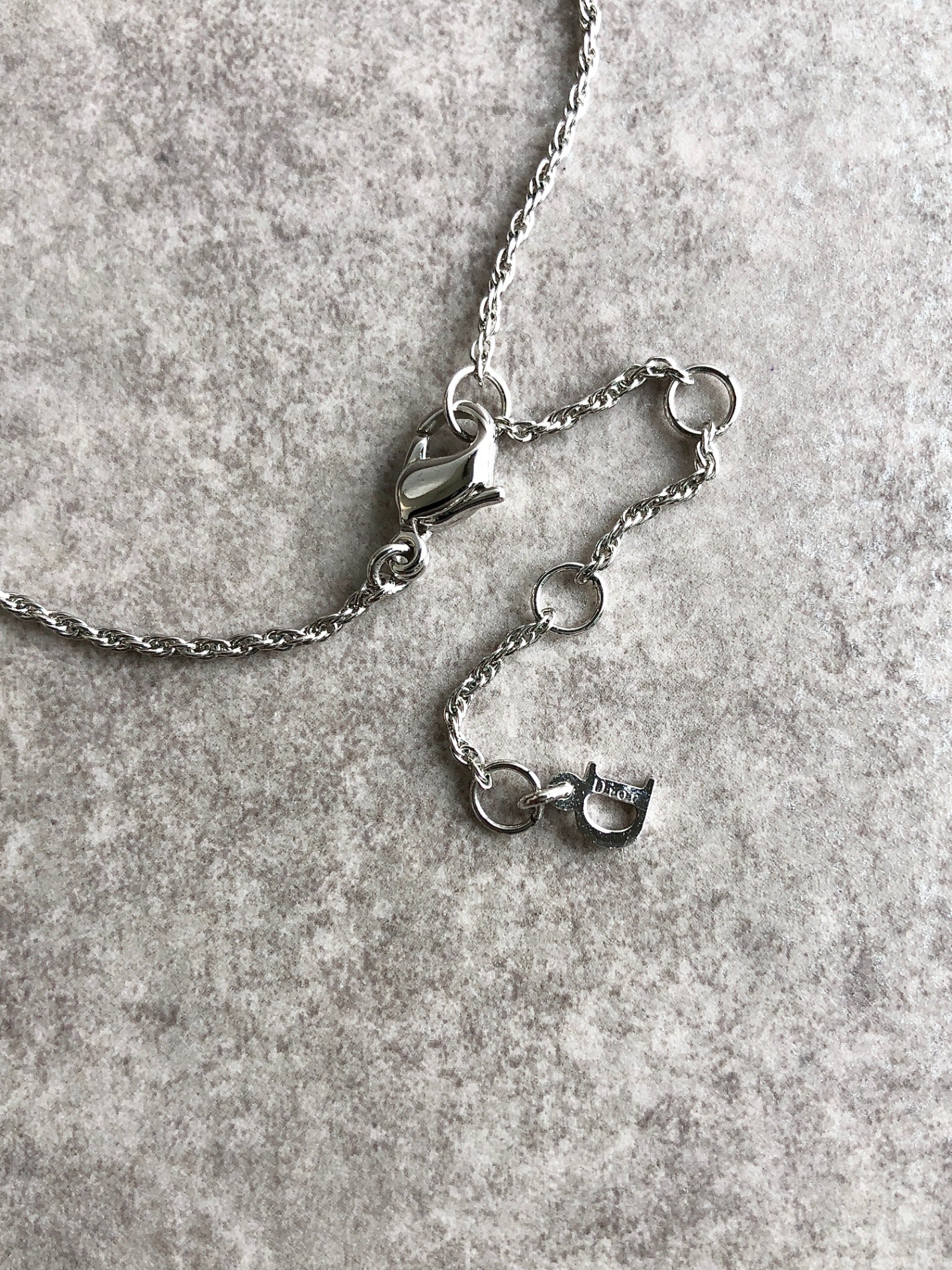 Christian Dior Rhinestone Necklace Silver Vintage kmc7cd