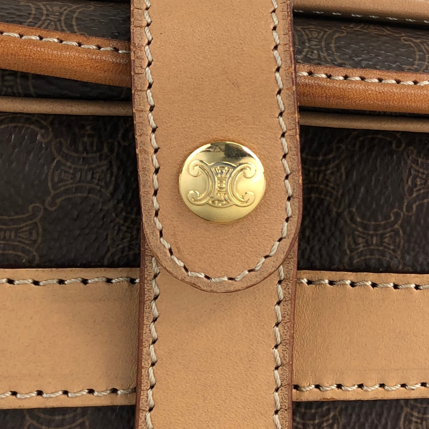 CELINE Macadam Blason Flap Shoulder bag Brown Vintage 7sfwkz