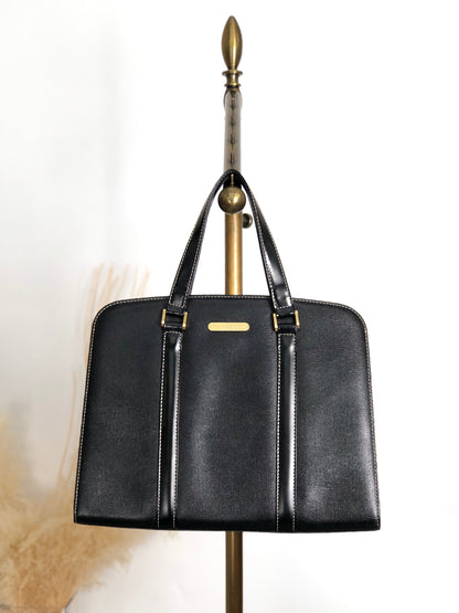 BURBERRY Logo Handbag Totebag Black Vintage 22n2xt