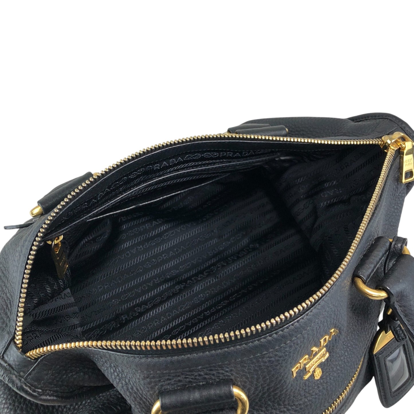 PRADA Logo Two-way Handbag Shoulder bag Black Vintage bwhz6p