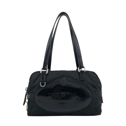 PRADA Logo Small Boston bag Handbag Black Vintage jr8c8e