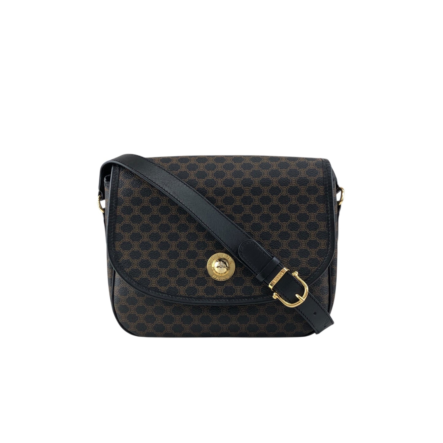 CELINE Macadam Starball Flap Shoulder bag Black Vintage a8awaa