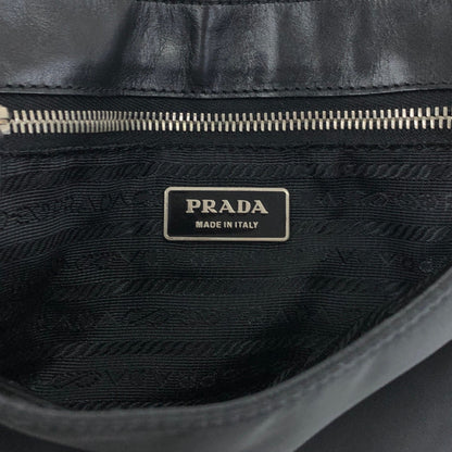 PRADA Triangle Logo Push lock Shoulder bag Black Vintage kcukna