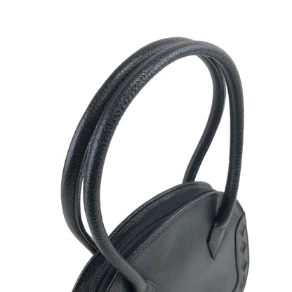 Yves Saint Laurent Cutout Leather Handbag Black Vintage v7x4d5