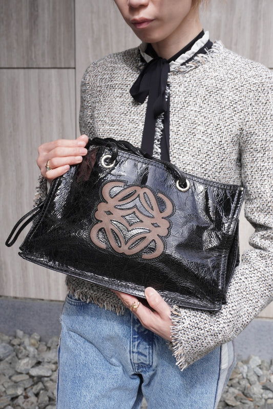 LOEWE Anagram Handbag Totebag Black Vintage n7ecge