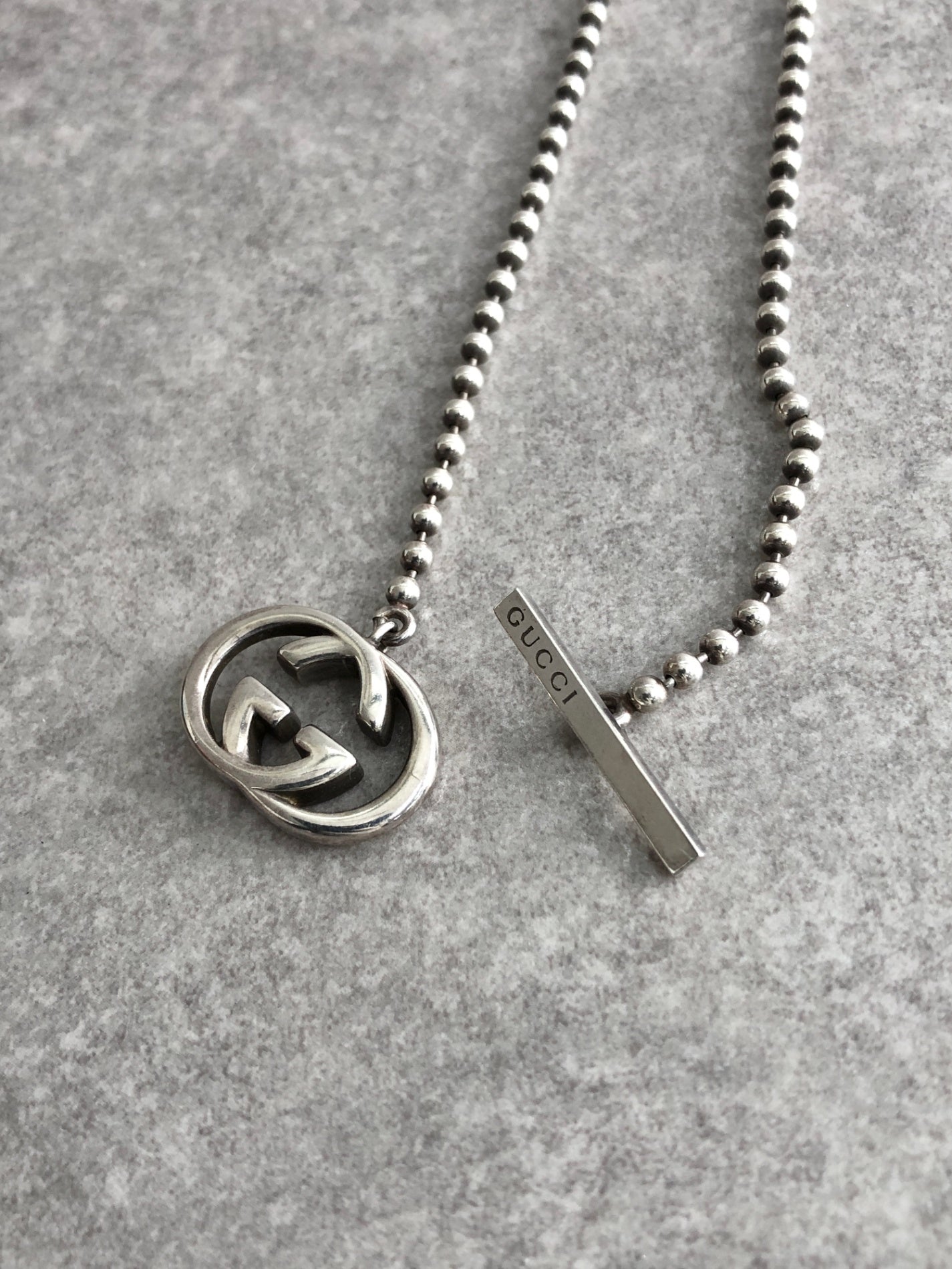 GUCCI Interlocking Necklace Silver Vintage d8rjub