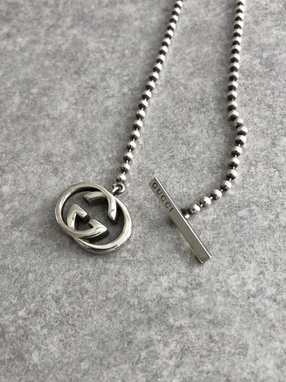 GUCCI Interlocking Necklace Silver Vintage d8rjub