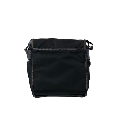 PRADA Tessuto Triangle Logo Front Buckle Shoulder bag Black Vintage bcdpsd