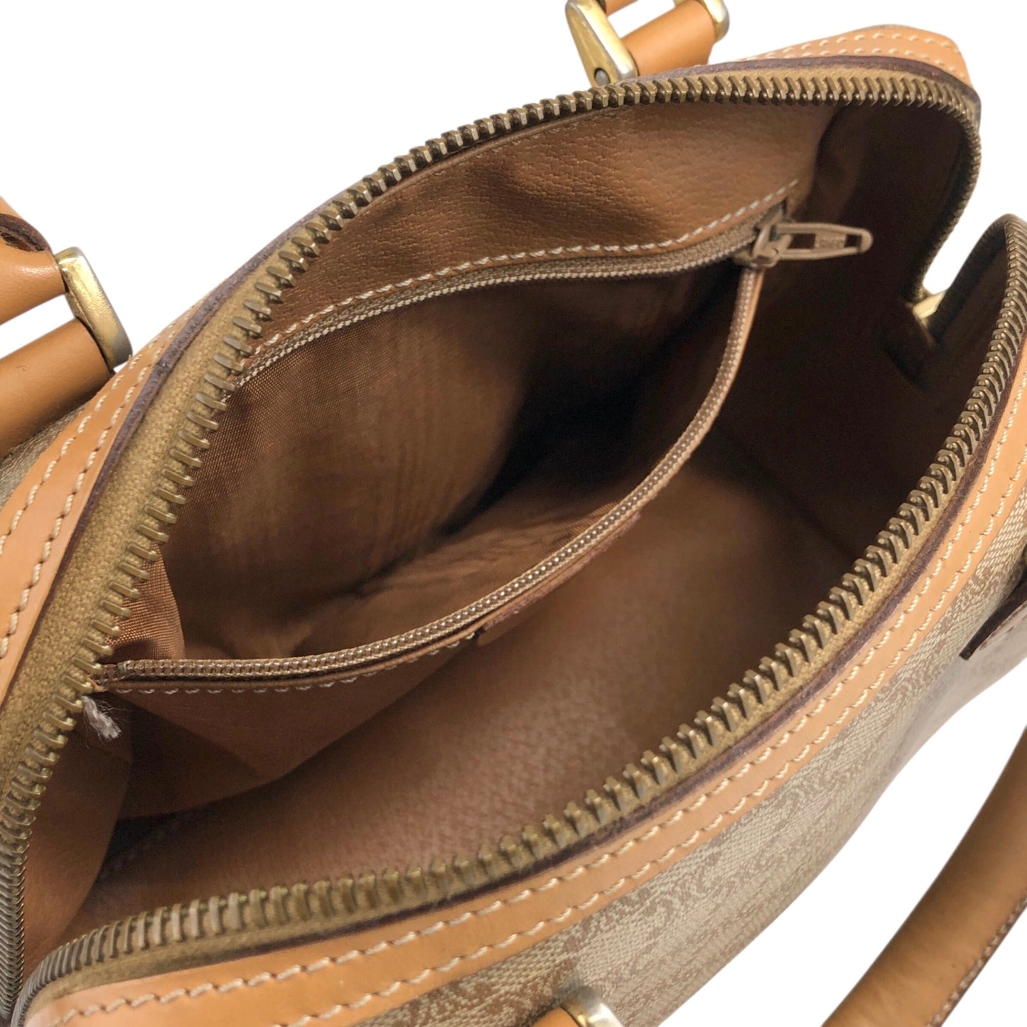 CELINE Macadam Two-way Small Handbag Shoulder bag Beige Vintage v4cuzg
