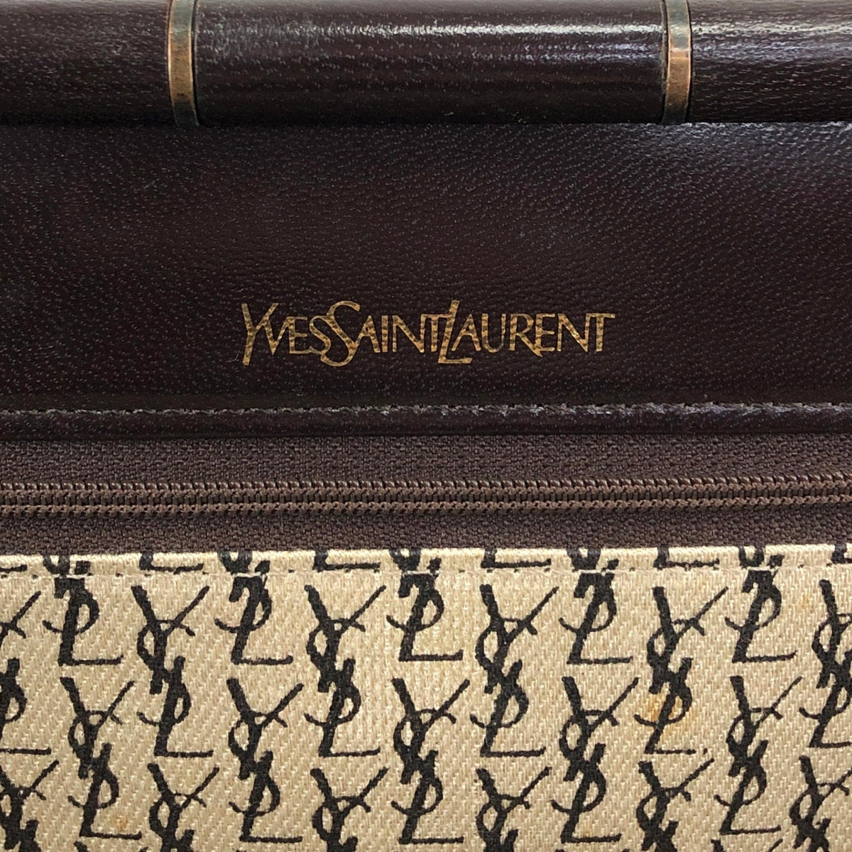 Yves Saint Laurent YSL Logo Bias Stitch Clutch bag Brown Vintage sj7x37