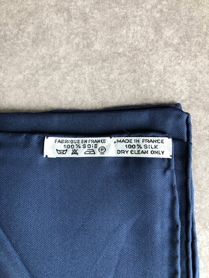HERMES Scarf Blue×White Silk100％ Vintage izheks