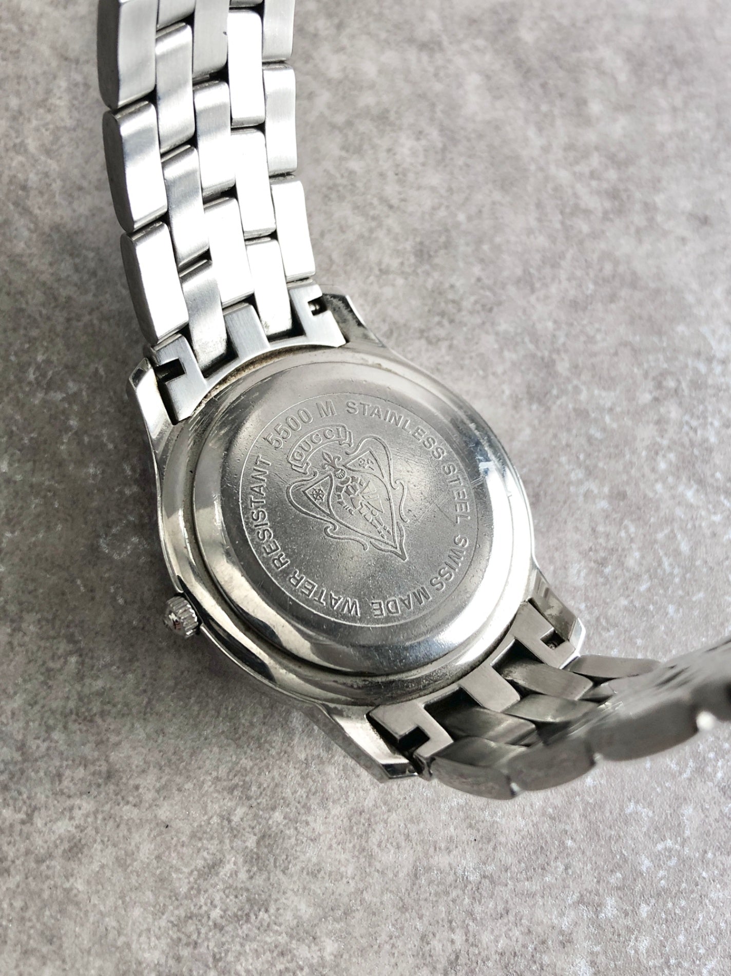 GUCCI Logo Quartz Watch Silver 5500M Vintage dxu7gw
