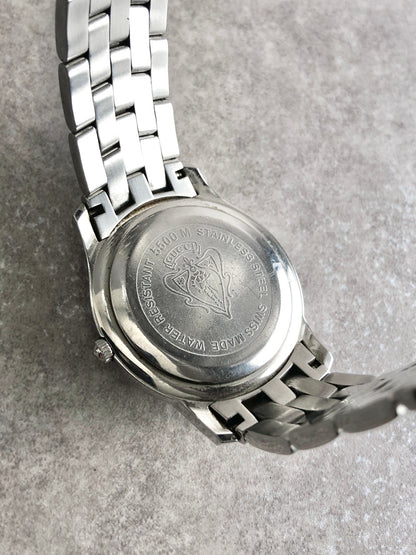 GUCCI Logo Quartz Watch Silver 5500M Vintage dxu7gw