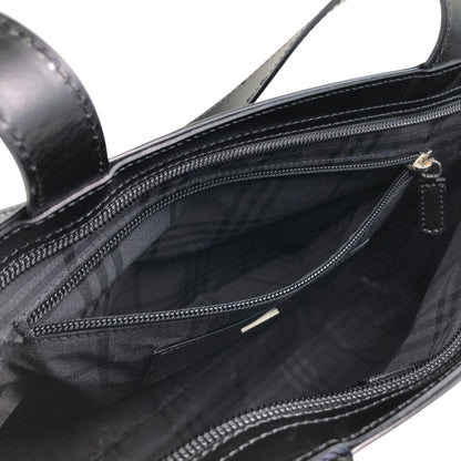 BURBERRY Logo Embossed Handbag Totebag Black Vintage 7vx6m6