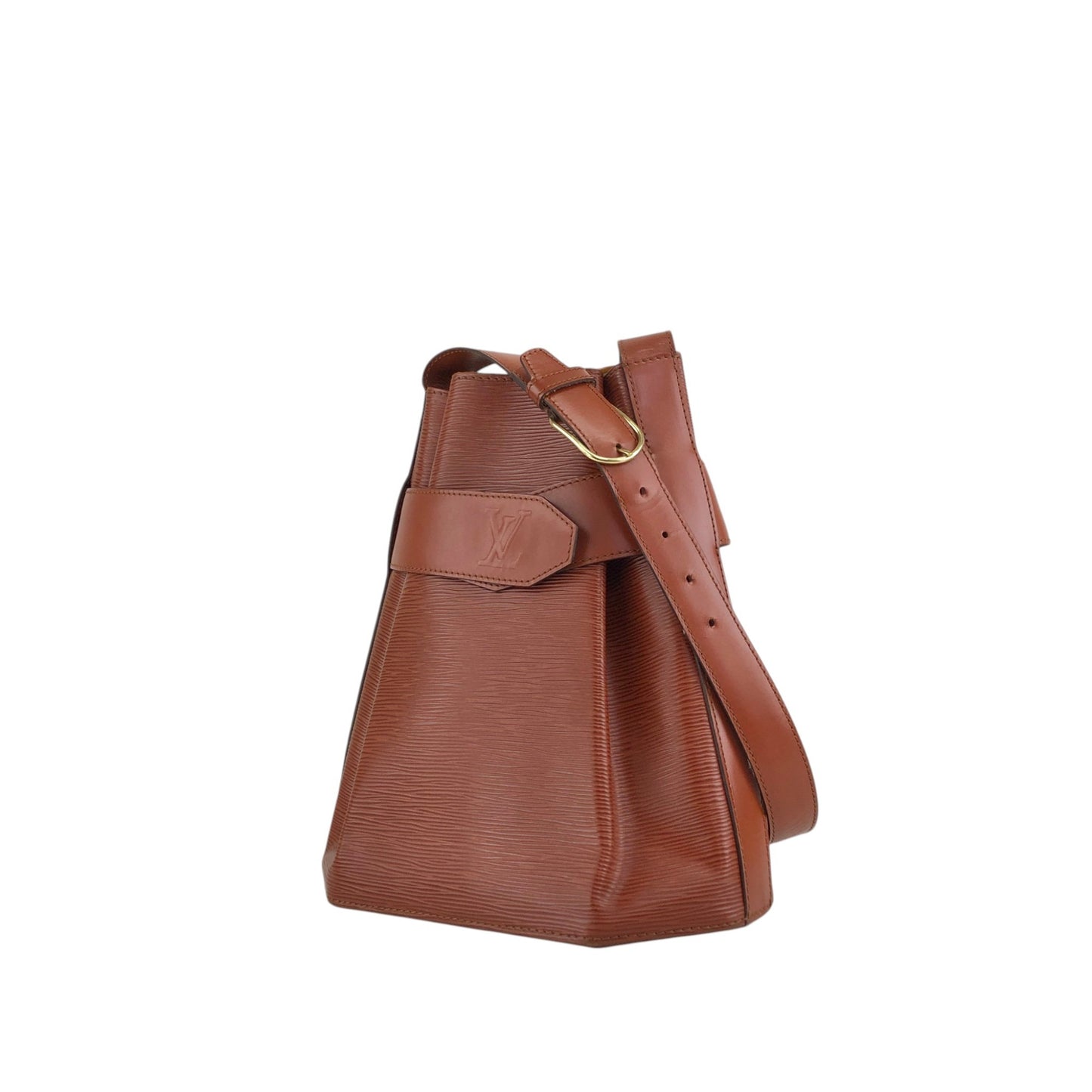 LOUIS VUITTON Epi Drawstring Shoulder bag Brown Vintage t3tdjx