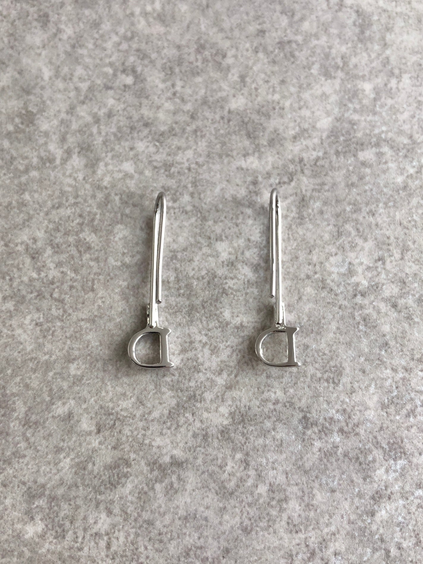 Christian Dior D Motif Pierced Silver Vintage ua3837