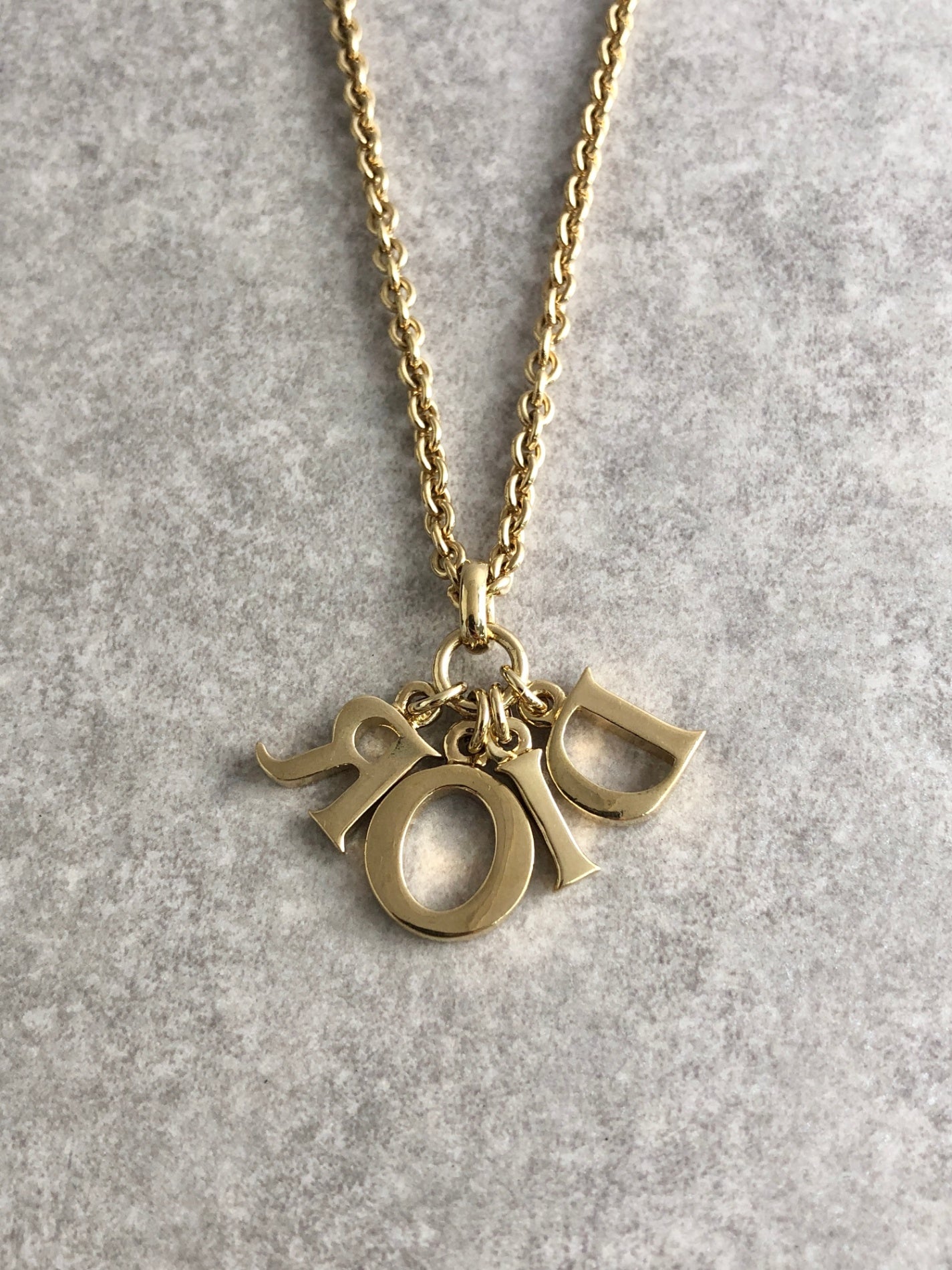 Christian Dior Logo Motif Necklace Gold Vintage z2uvgg