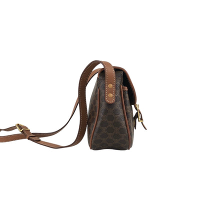 CELINE Macadam Blason Front Buckle Shoulder bag Brown Vintage nunsei