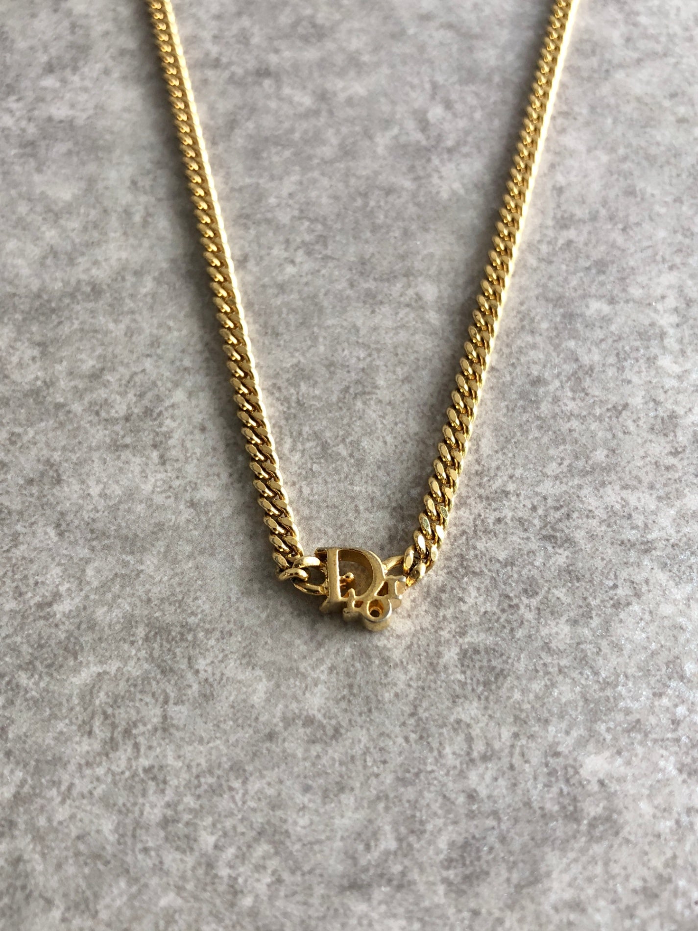 Christian Dior Logo Motif Necklace Gold Vintage t2hpp4