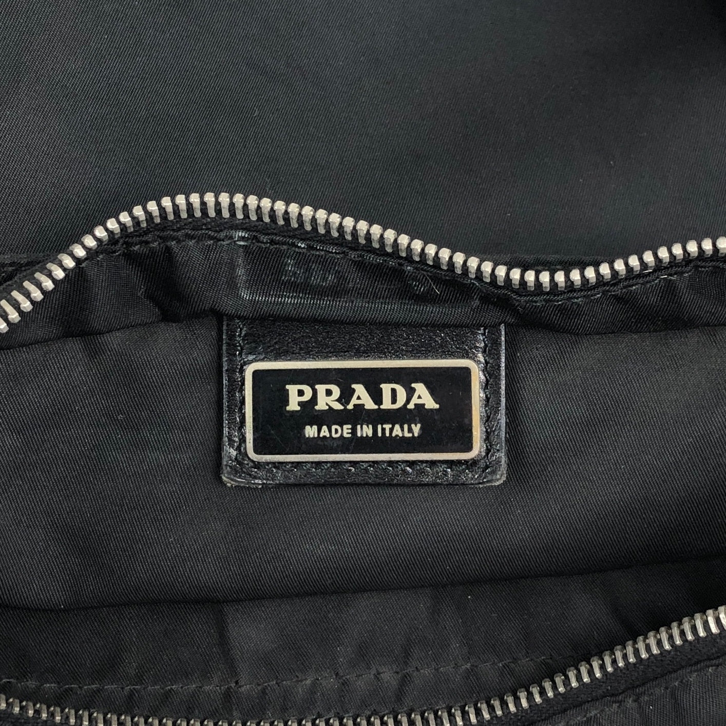 PRADA Tessuto Triangle Logo Shoulder bag Black Vintage mdycd2