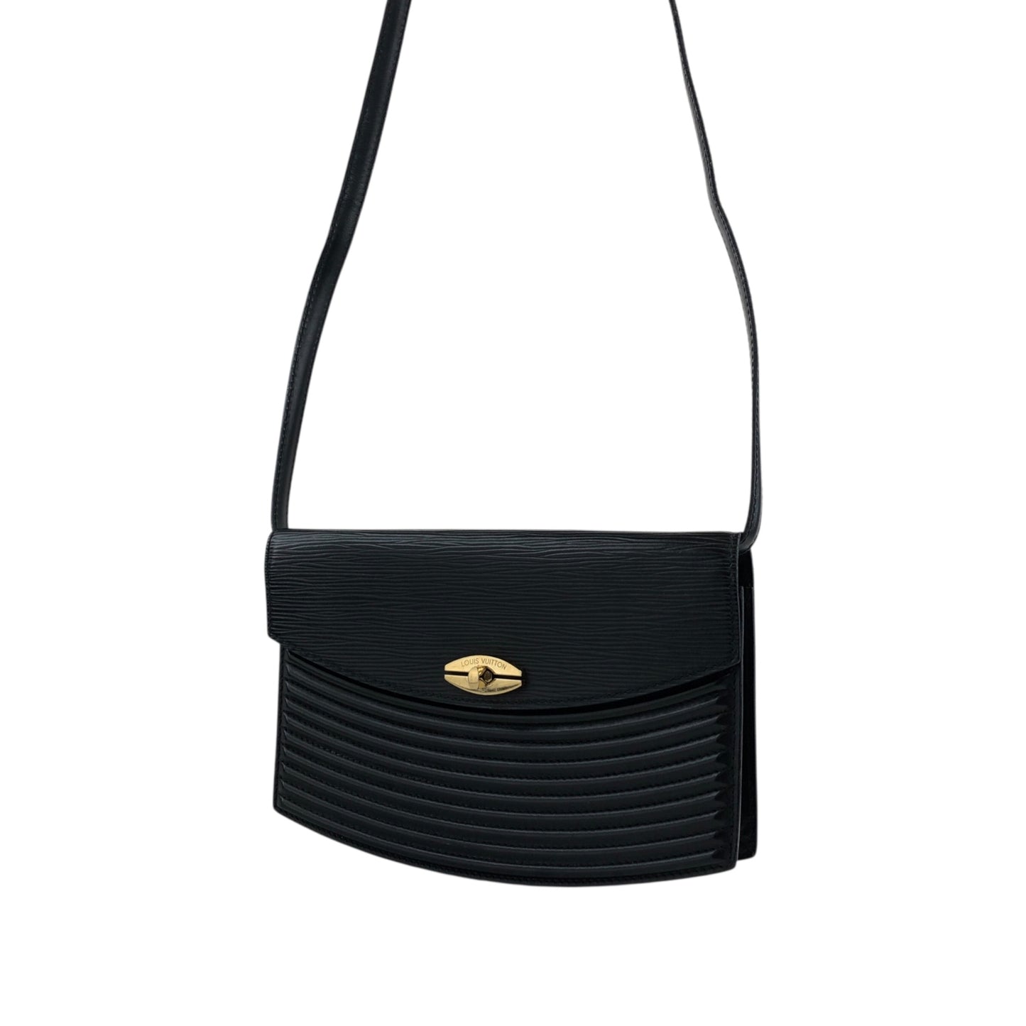 LOUIS VUITTON Epi Turn Lock Shoulder bag Black Vintage 6y7n33